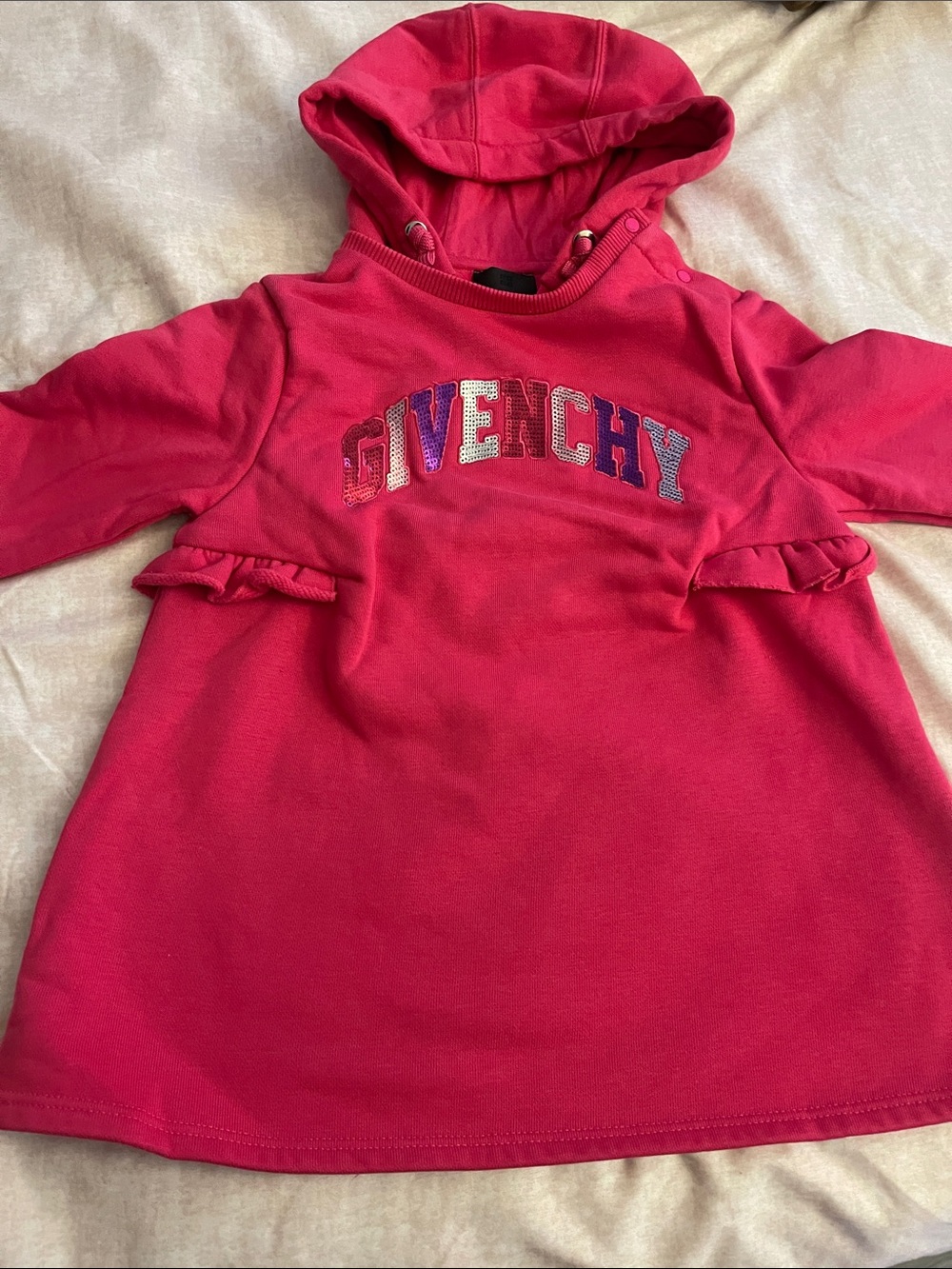 Givenchy Hot Pink Hooded Logo Dress Top